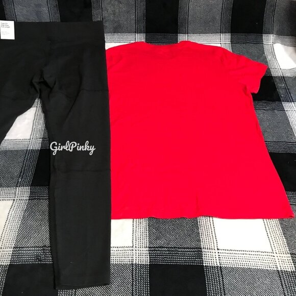 womens Nike leggings OUTFIT WITH RED SHORT SLEEVED LOGO TEE MEDIUM/LARGE - Picture 8 of 10